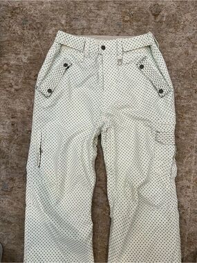 Women's White and green polka dot skirt pants